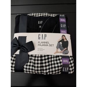 Women's GAP Flannel Pajama 2 Piece Set Pink Stripe Size M